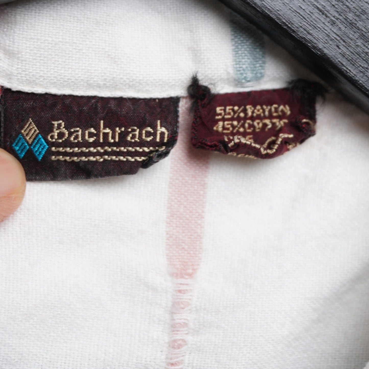 Vintage Bachrach Pink and Blue Striped Loop Collar Shirt Size L