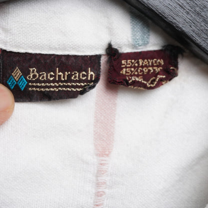 Vintage Bachrach Pink and Blue Striped Loop Collar Shirt Size L