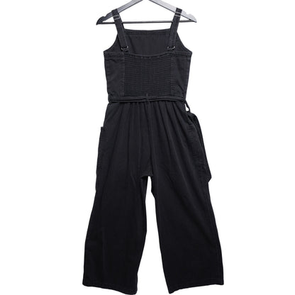 Old Navy Black Cotton Jumpsuit | Size M | Wide Leg Adjustable Strap Belted