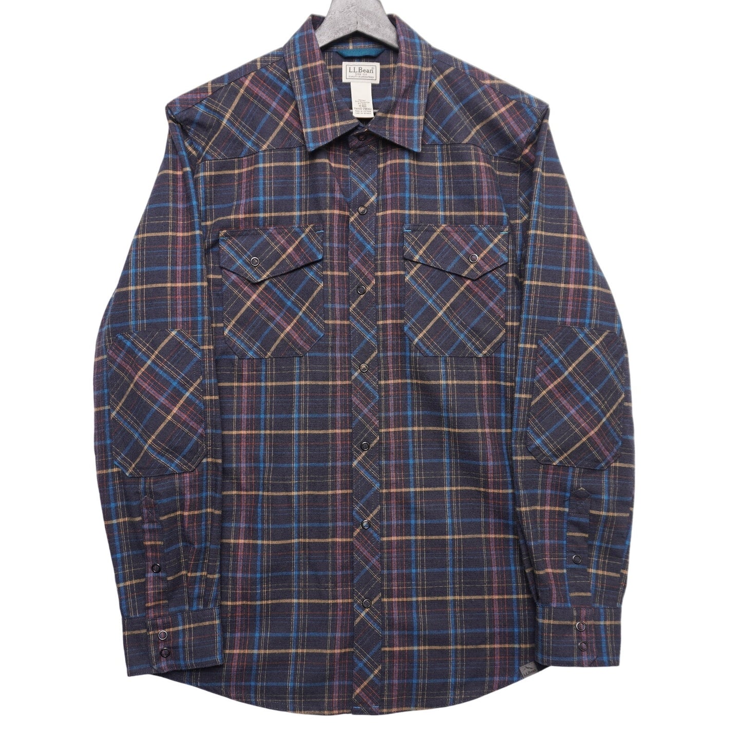 L.L. Bean Plaid Flannel Shirt Western Style Snap Front Multicolor Men's Medium M