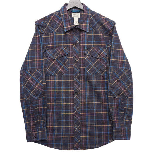 L.L. Bean Plaid Flannel Shirt Western Style Snap Front Multicolor Men's Medium M