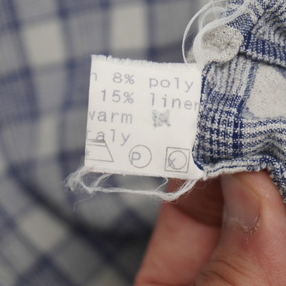 Zanella Plaid Short Sleeve Camp Collar Shirt Blue Beige Made in Italy Men's Lrg