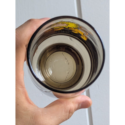 Vintage Leo Zodiac Glass – Astrology Barware – Smoky Glass Lion Cup