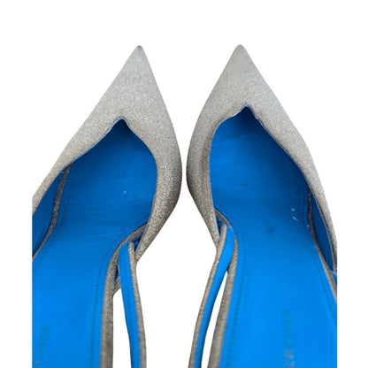 Balenciaga Glitter Knife Heels Slingback Bow 37
