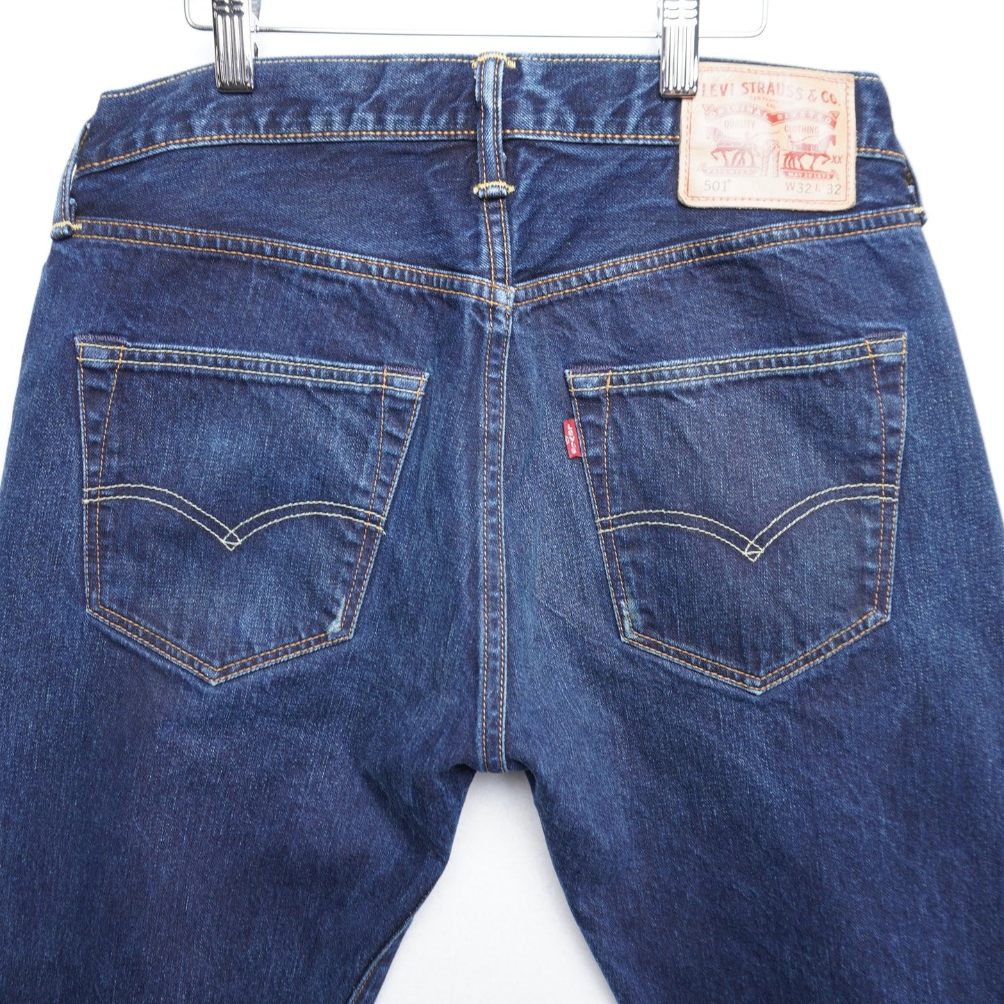 Levi's 501 Button Fly Jeans Men's 32x32 Dark Wash Distressed