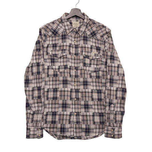 Lucky Brand Western Snap Shirt Men’s Medium Patchwork Plaid 100% Cotton