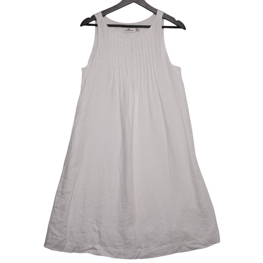 Vineyard Vines 100% Linen White Pintuck Dress Size 6 Classic Summer Style