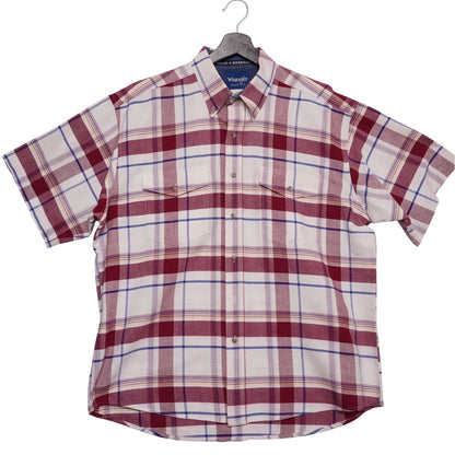 Vintage Wrangler Red and Blue Plaid Short Sleeve Western Shirt XL