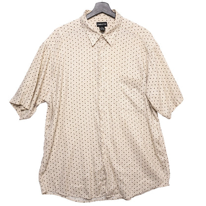Vintage Claiborne Shirt Mens XL Beige Geometric Pattern Short Sleeve
