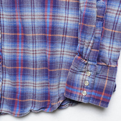 Wrangler Pearl Snap Flannel Shirt Vintage Plaid Size L - Western Grunge