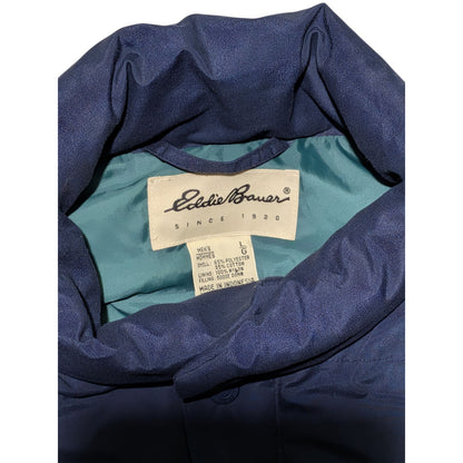Vintage Eddie Bauer Lined Goose Down Puffer Vest Navy Blue Size Large