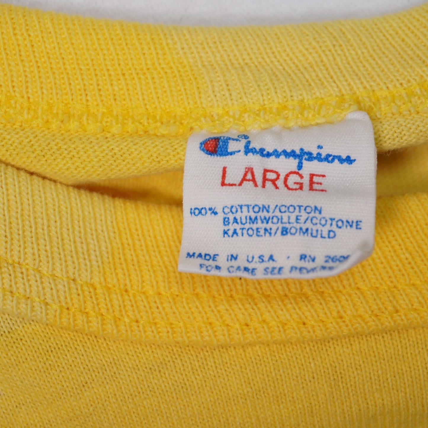 Vintage Yellow Champion Crewneck T-shirt Size L