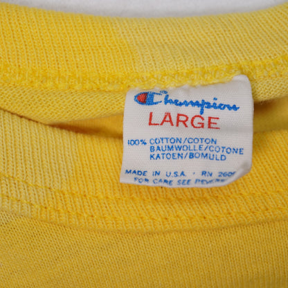 Vintage Yellow Champion Crewneck T-shirt Size L
