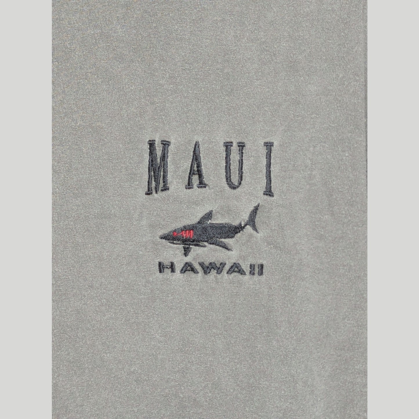 VTG Sansegal Maui Hawaii Gray Single Stitch T-Shirt Size L Shark Embroidery