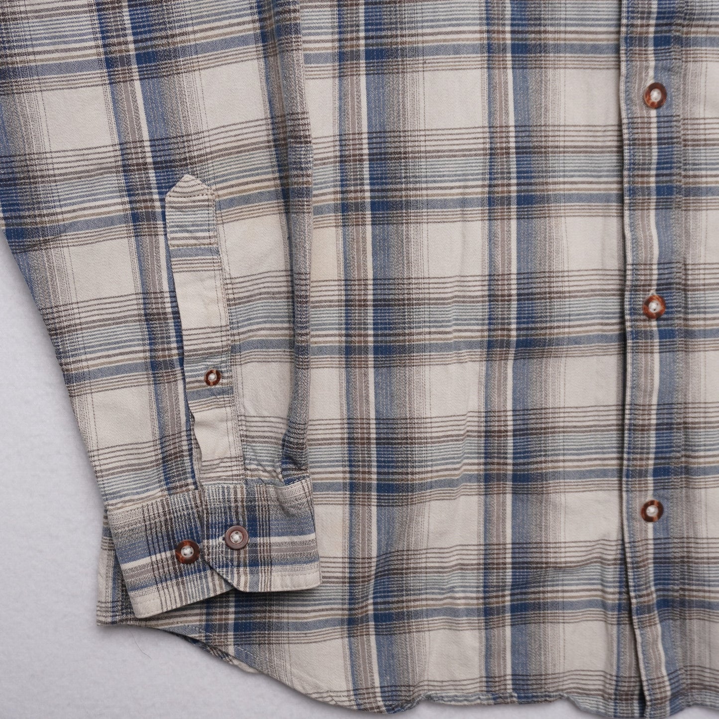 Columbia Sportswear Gray/Blue/Brown Cotton Plaid Shirt Size L