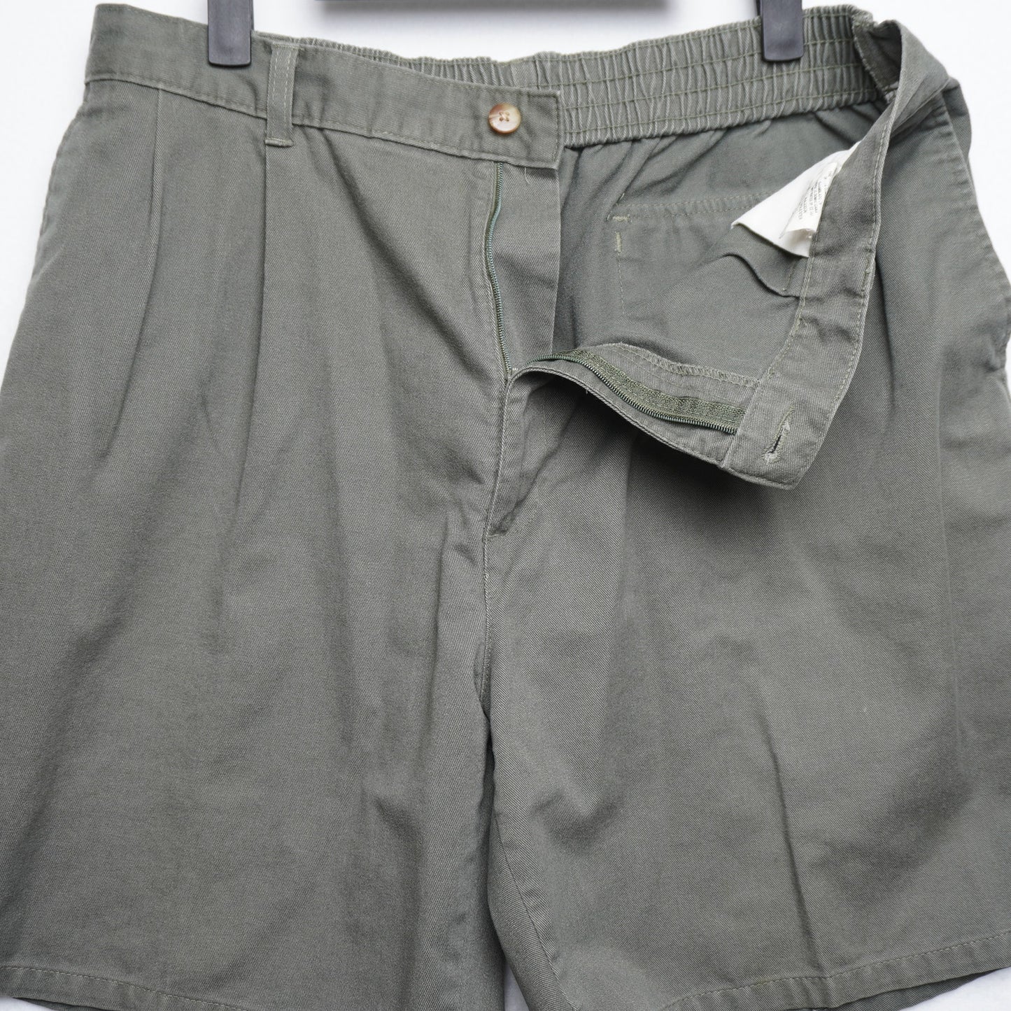 Vintage Bay to Bay Green Cotton Shorts Elastic Waist Pleated Waist 38