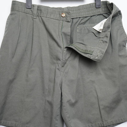 Vintage Bay to Bay Green Cotton Shorts Elastic Waist Pleated Waist 38