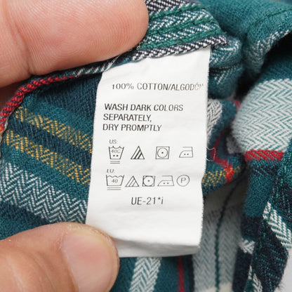 G.H. Bass & Co. Flannel Shirt Men’s L Green Plaid 100% Cotton 24.5x32