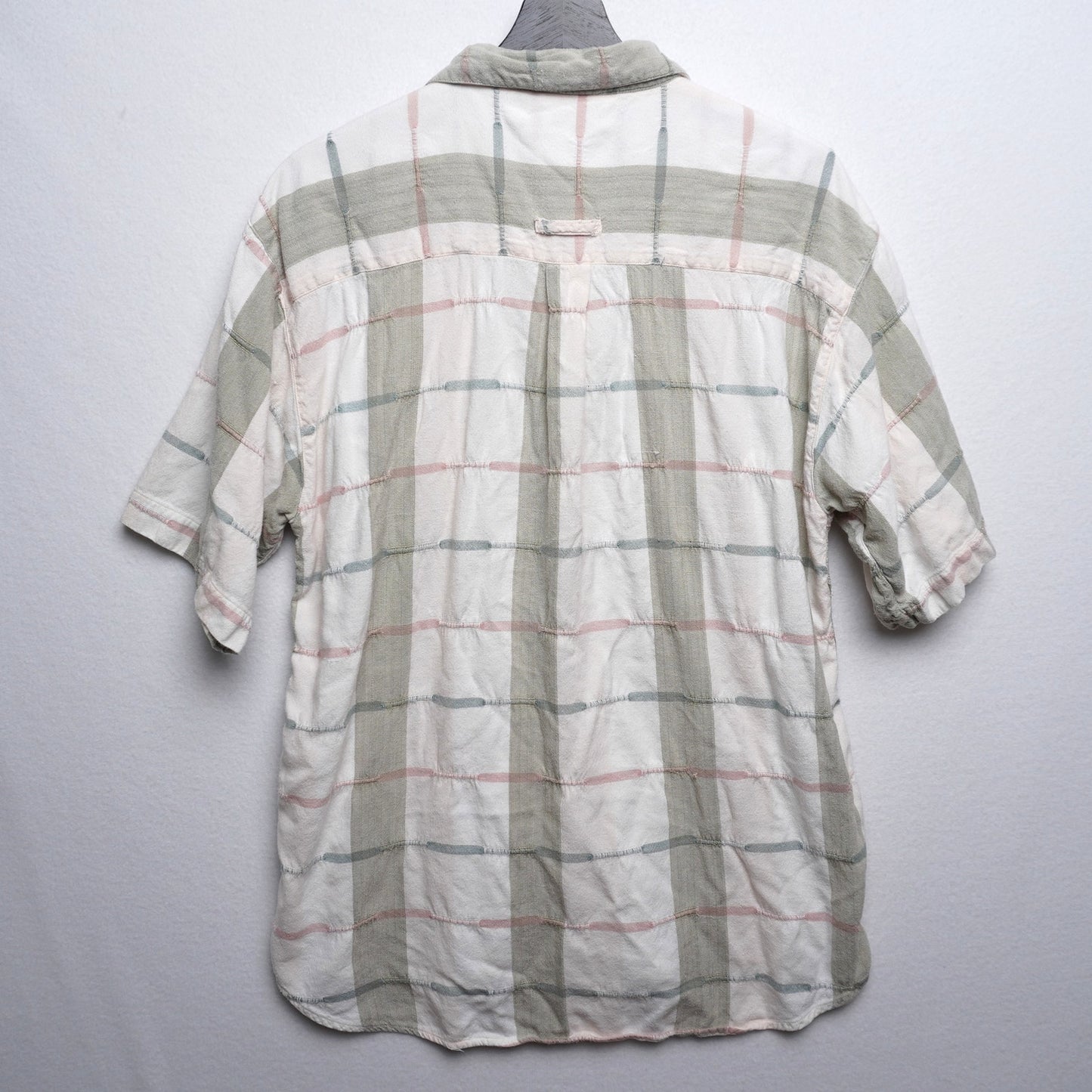 Vintage Bachrach Pink and Blue Striped Loop Collar Shirt Size L