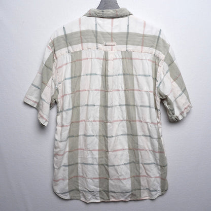 Vintage Bachrach Pink and Blue Striped Loop Collar Shirt Size L