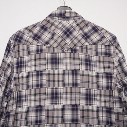 Lucky Brand Western Snap Shirt Men’s Medium Patchwork Plaid 100% Cotton