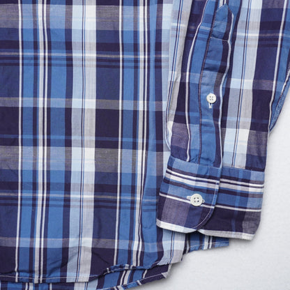 Ermenegildo Zegna Blue Plaid Cotton/Linen Blend Shirt L