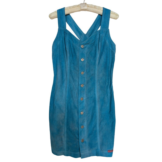 Vintage Bongo Sweatheart Neckline Denim Turquoise Dress 9