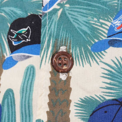 Vintage MLB Reyn Spooner Shirt M Cactus Print Baseball Cap Hawaiian Made in USA