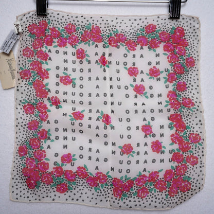 Vintage Emmanuel Ungaro Namesake Rose and Dot Print Scarf w/ Neiman Marcus Tags