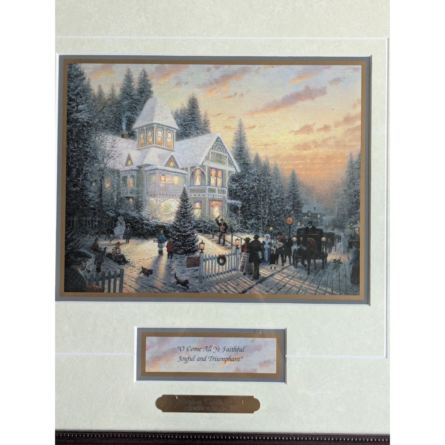 Thomas Kinkade Victorian Christmas I “O Come All Ye Faithful” COA Accent print