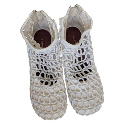 Celine Phoebe Philo Crochet Square Toe MInimalist White Pumps 35