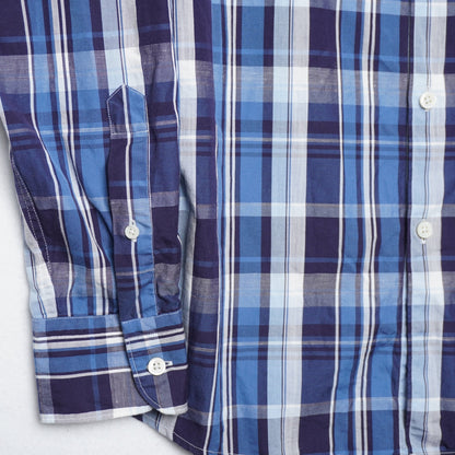 Ermenegildo Zegna Blue Plaid Cotton/Linen Blend Shirt L