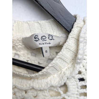 Sea New York White Crew Neck Trim Detail Top S