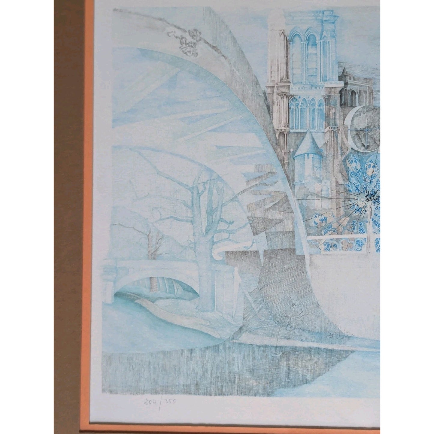 Anton Krajnc Signed Numbered Lithograph 204/350 – Surreal Architectural Scene