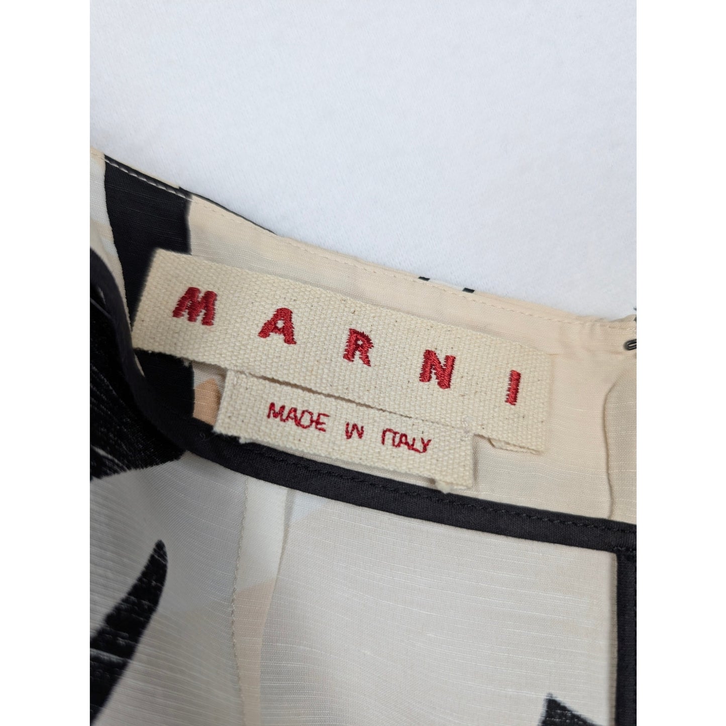 Marni 2pc Set Top & Skirt Beige Black Abstract Floral Print Made in Italy