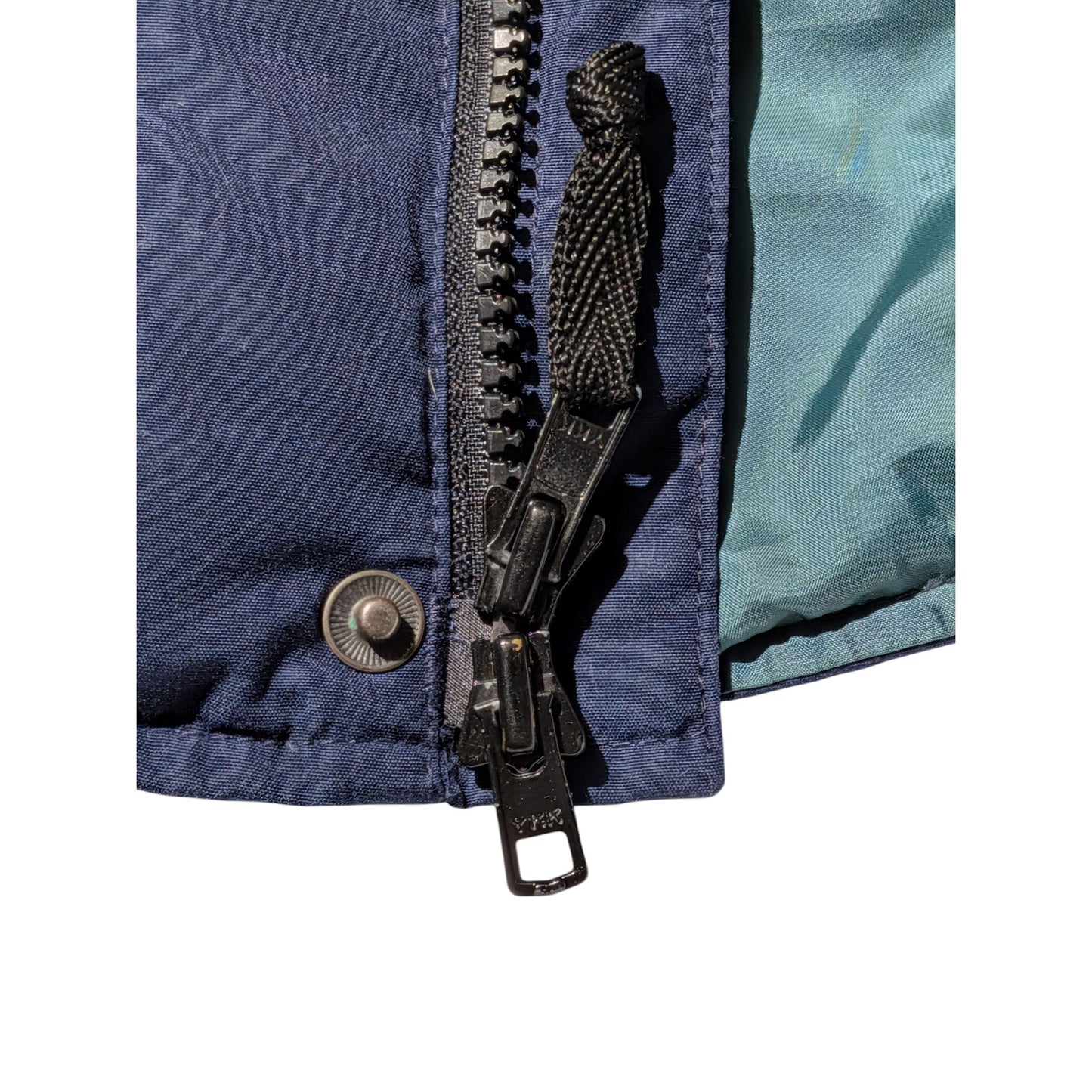 Vintage Eddie Bauer Lined Goose Down Puffer Vest Navy Blue Size Large