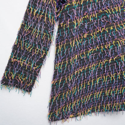 Car Pool Couture Multi Color Fringe Jacket 100% Cotton M