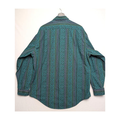 Vintage Oakton Limited Green Floral Long Sleeve Casual Shirt XL