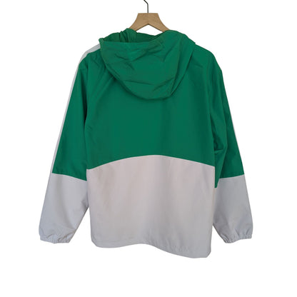 New Balance Men's Green and White Zip Up Windbreaker w/ Hood Size M NWT