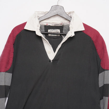 Vintage Britches Great Outdoors Rugby Shirt Patch Striped Grunge Distressed