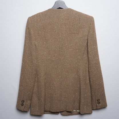 Vintage Anne Klein II Wool Blazer Brown Textured Minimalist Jacket US4