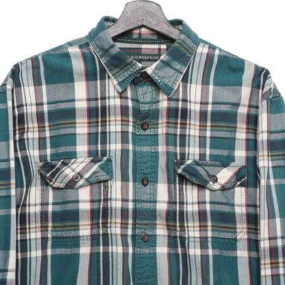 G.H. Bass & Co. Flannel Shirt Men’s L Green Plaid 100% Cotton 24.5x32