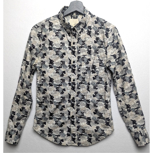 Band of Outsiders Men's Printed Button-Down Shirt - Map/Camo Print Sz 0 (XS)