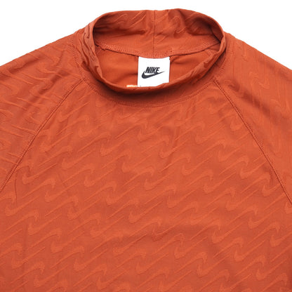 Nike Dri-FIT Orange Mock Neck Long Sleeve Top Women's Small – Wave Pattern – NWT