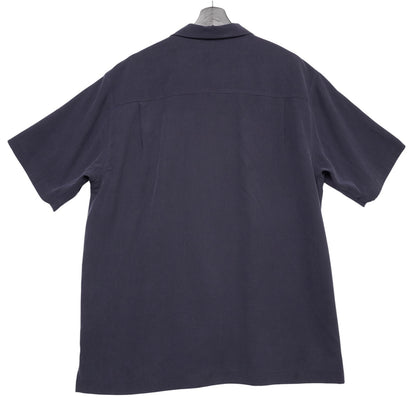 Tommy Bahama 100% Silk Shirt Men’s L Camp Collar Navy Blue Short Sleeve Luau