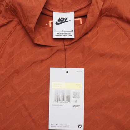 Nike Dri-FIT Orange Mock Neck Long Sleeve Top Women's Small – Wave Pattern – NWT