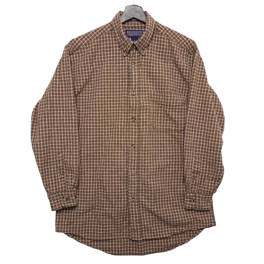 Newton Trading Co Shirt Mens M Green Brown Plaid Button Down Long Sleeve Casual