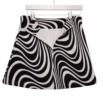 C&A 1841 Black & White Op Art Mini Skirt | Size 9 | Retro Mod | Made in Mexico