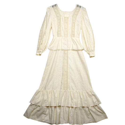 Vintage 1970s Prairie Cottagecore Maxi Dress | Handmade Victorian Style |