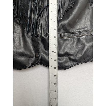 Vintage Falcon by Drospo Leather Fringe Vest | Size 16 | Western Biker Style